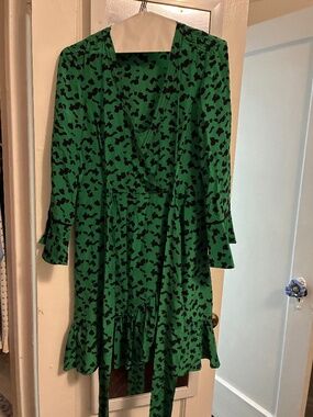 Tanya Taylor green animal print wrap dress 6